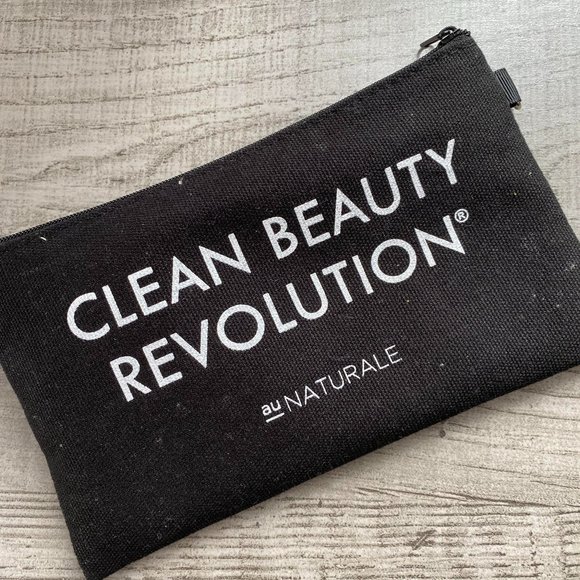NEW LOT OF 2 BLACK CANVAS COSMETIC BAG TRAVEL SIZE MINI "CLEAN BEAUTY REVOLUTION - Picture 1 of 2